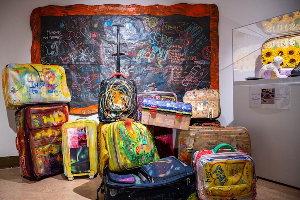 Suitcase Stories sculpture, Yukon Arts Centre, 2022